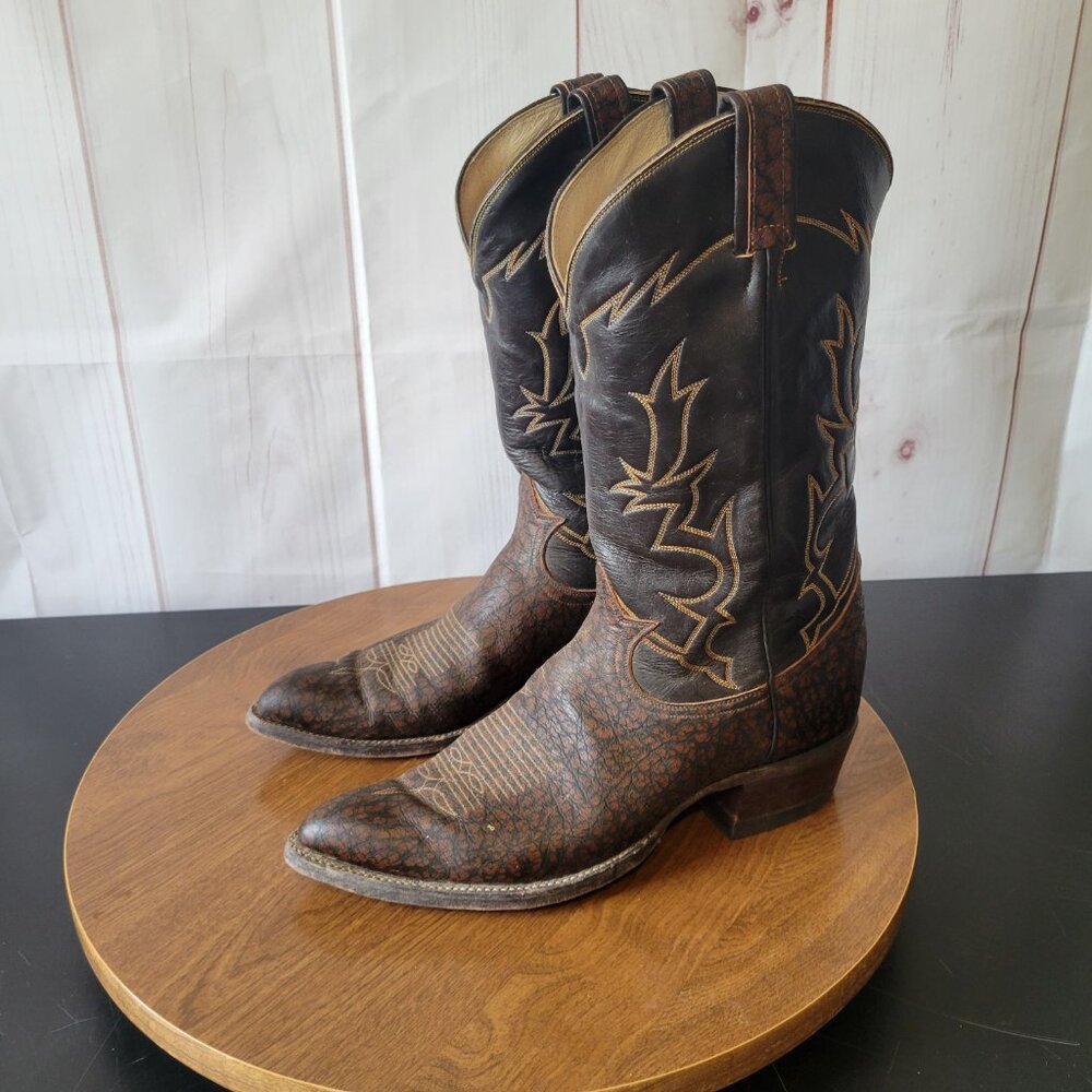 Vintage Tony Lama 6283 Brown Caribou Western Cowboy Boots. Men’s 10 R, El Paso, - Picture 4 of 12